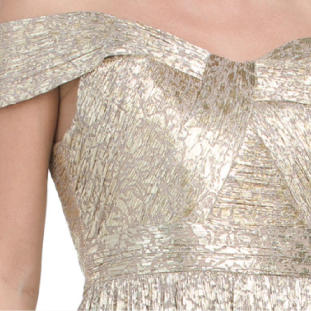 AIDAN MATTOX Off The Shoulder Metallic Gown - Picture 3 of 5
